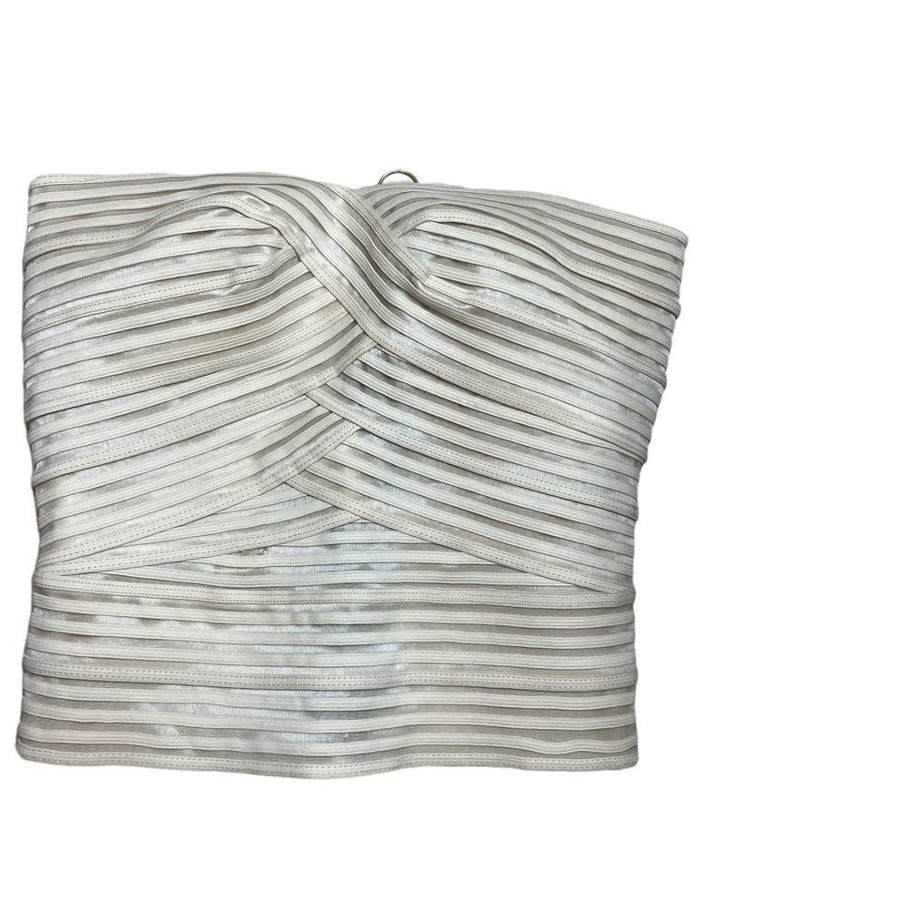 Beach Bunny White Strapless Ruched Crop Top